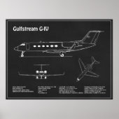 Gulfstream G-IV - Plannen voor vliegtuigblauwdruk  Poster (Voorkant)