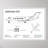 Gulfstream G-IV - Vliegtuigblauwdruk Plannen BD Poster (Voorkant)