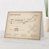 Gulfstream G-IV - Vliegtuigblauwdruk Plannen SD Bedankkaart (Voorkant)