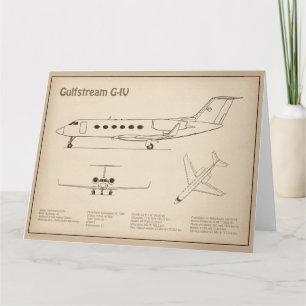 Gulfstream G-IV - Vliegtuigblauwdruk Plannen SD Bedankkaart