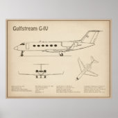 Gulfstream G-IV - Vliegtuigblauwdruk Plannen SD Poster (Voorkant)