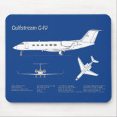 Gulfstream G-IV - Vliegtuigblauwdrukplannen ABD Muismat (Voorkant)