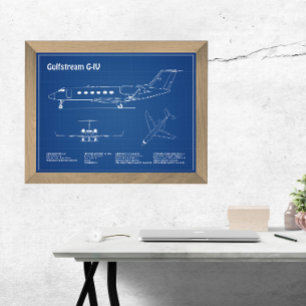 Gulfstream G-IV - Vliegtuigblauwdrukplannen AD Foto Afdruk