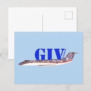 Gulfstream GIV Private Jet met gedurfde typografie Briefkaart
