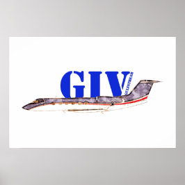 Gulfstream GIV Privéjet met Vetgedrukte Typografie Poster