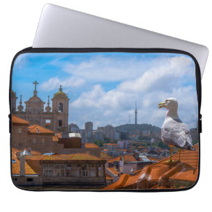 Gull Birds Eye Uitzicht Rooftops uit Portugal Laptop Sleeve