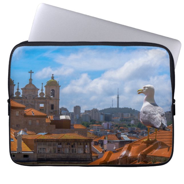 Gull Birds Eye Uitzicht Rooftops uit Portugal Laptop Sleeve (Voorkant)