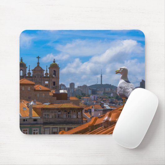 Gull Birds Eye Uitzicht Rooftops uit Portugal Muismat (Met muis)