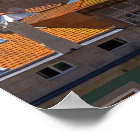 Gull Birds Eye Uitzicht Rooftops uit Portugal Poster (Hoek)