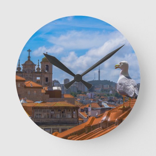 Gull Birds Eye Uitzicht Rooftops uit Portugal Ronde Klok (Voorkant)