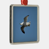 Gull Flying Upside Down Funny Wildlife Foto Metalen Ornament (Rechts)