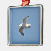 Gull Flying Upside Down Funny Wildlife Foto Metalen Ornament (Links)