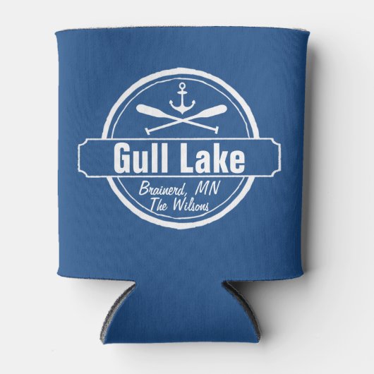 Gull Lake Minnesota-anker, peddels-stad en naam Blikjeskoeler (Voorkant)
