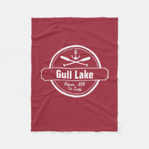 Gull Lake Minnesota-anker, peddels-stad en naam Fleece Deken
