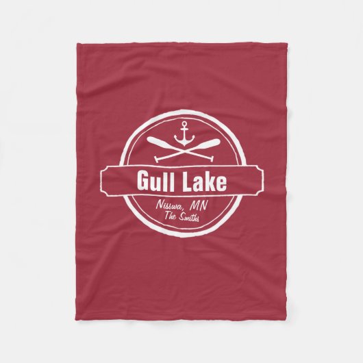 Gull Lake Minnesota-anker, peddels-stad en naam Fleece Deken (Voorkant)