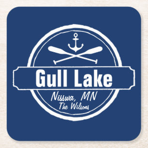 Gull Lake Minnesota-anker, peddels-stad en naam Kartonnen Onderzetters
