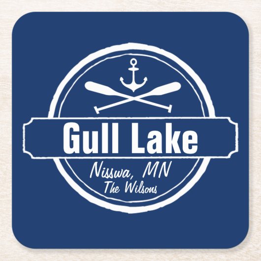 Gull Lake Minnesota-anker, peddels-stad en naam Kartonnen Onderzetters (Voorkant)