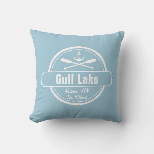 Gull Lake Minnesota-anker, peddels-stad en naam Kussen (Voorkant)