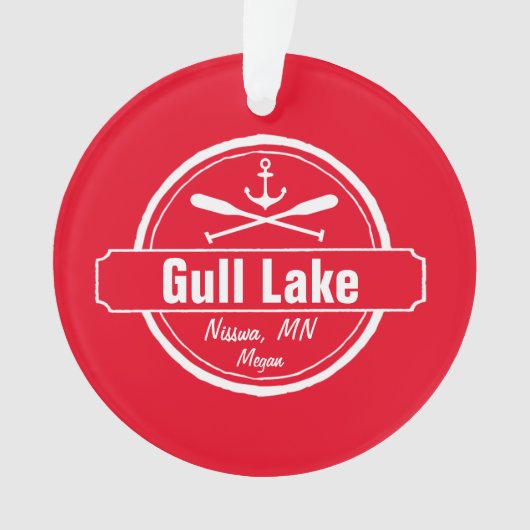 Gull Lake Minnesota-anker, peddels-stad en naam Ornament (voorkant)
