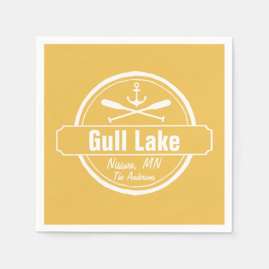 Gull Lake Minnesota-anker, peddels-stad en naam Servetten (Voorkant)
