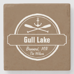 Gull Lake Minnesota-anker, peddels-stad en naam Stenen Onderzetter