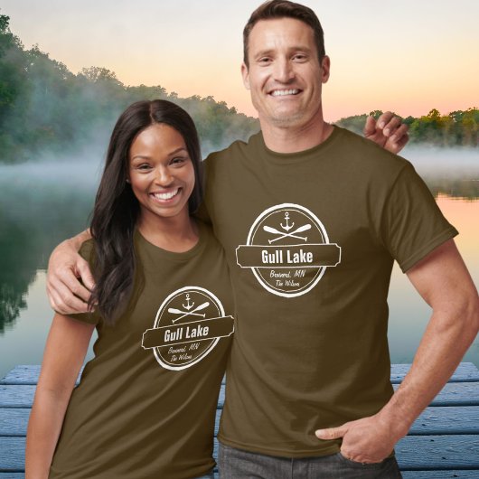 Gull Lake Minnesota-anker, peddels-stad en naam T-shirt