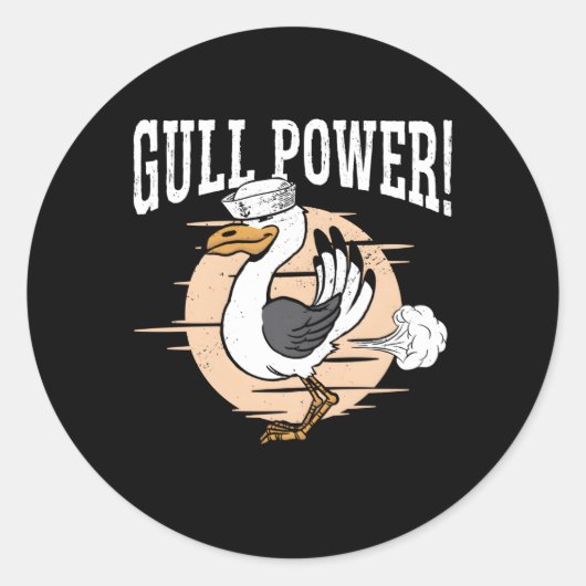 Gull Power Whisperer Bird Seabird Seagull Ronde Sticker (Voorkant)