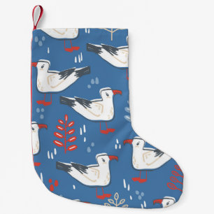 Gull Walking: naadloos patroon. Kleine Kerstsok
