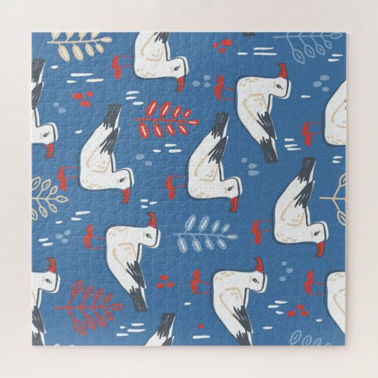 Gull Walking:  naadloos patroon. Legpuzzel (Horizontaal)