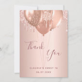 Gulle gouden glitter van 16 roos, bedankt! kaart (Voorkant)