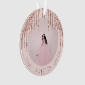 Gulle gouden zwellingen van 16 roos druppelen foto ornament (voorkant)