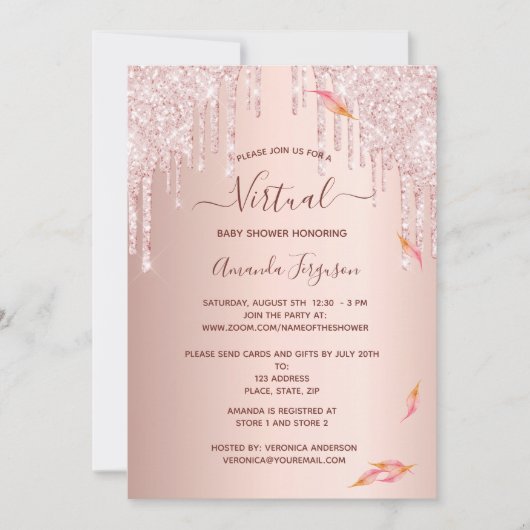 Gulle herfst van Virtual baby shower roos glitter  Kaart (Voorkant)