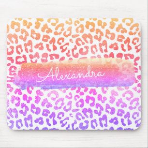 Gulle, roze en Paarse Cheetah Glitter Sparkle Muismat