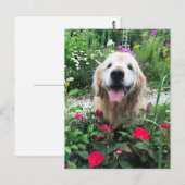 Gullende gouden klokkenlug onder bloemen briefkaart (Voorkant / Achterkant)