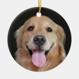 Gullende kerst met Gouden Retriever Keramisch Ornament