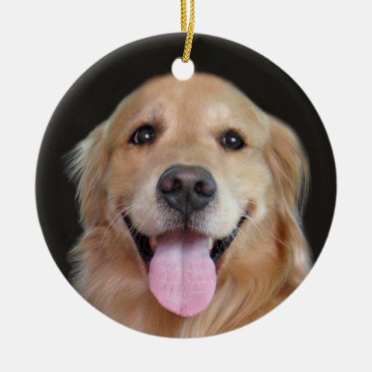 Gullende kerst met Gouden Retriever Keramisch Ornament (Voorkant)