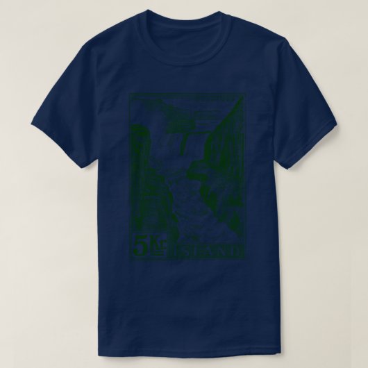Gullfoss IJsland Postzegel Ontwerp T-shirt (Design voorkant)