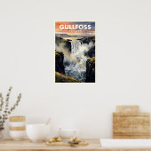 Gullfoss IJsland Reisposter uit het verleden Poster (Keuken)