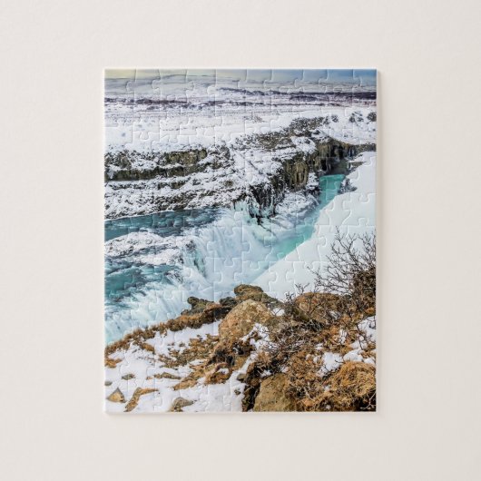 Gullfoss IJsland Waterval Winter Landschap Schilde Legpuzzel (Verticaal)
