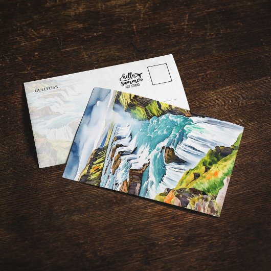 Gullfoss IJsland Waterverf Briefkaart