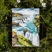 Gullfoss IJsland Waterverf Briefkaart