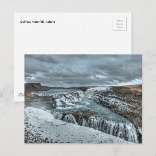 Gullfoss Waterfall, IJsland Briefkaart (Voorkant / Achterkant)