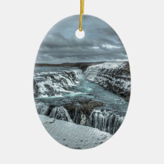 Gullfoss Waterfall, IJsland Keramisch Ornament (Voorkant)
