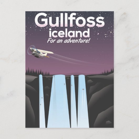 Gullfoss-waterval IJsland reisposter Briefkaart (Voorkant)