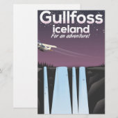 Gullfoss Waterval IJsland reisposter Briefpapier (Voorkant / Achterkant)