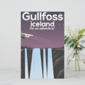 Gullfoss Waterval IJsland reisposter Briefpapier (Staand voorkant)