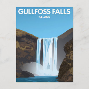 Gullfoss-waterval IJsland Vintage Kunst Briefkaart