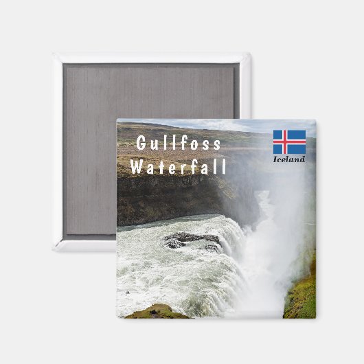 Gullfoss waterval - Zuidwest-IJsland Magneet (Voorkant / Achterkant)