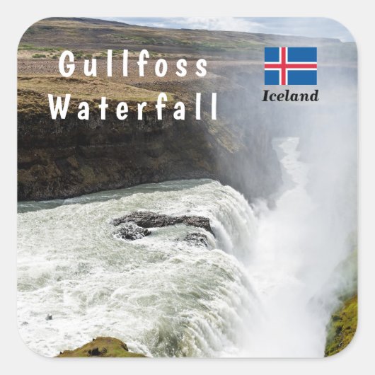 Gullfoss waterval - Zuidwest-IJsland Vierkante Sticker (Voorkant)