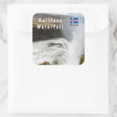 Gullfoss waterval - Zuidwest-IJsland Vierkante Sticker (Tas)